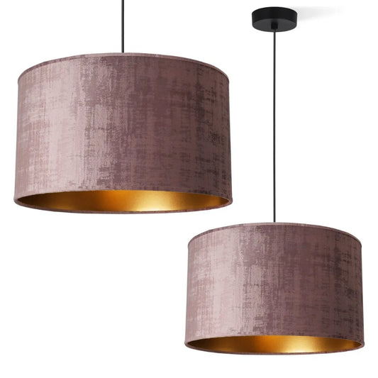 Pakabinamas lubinis šviestuvas „Light Home“ VELORA su veliūriniu gaubtu, rožinės ir auksinės spalvos, 40 cm