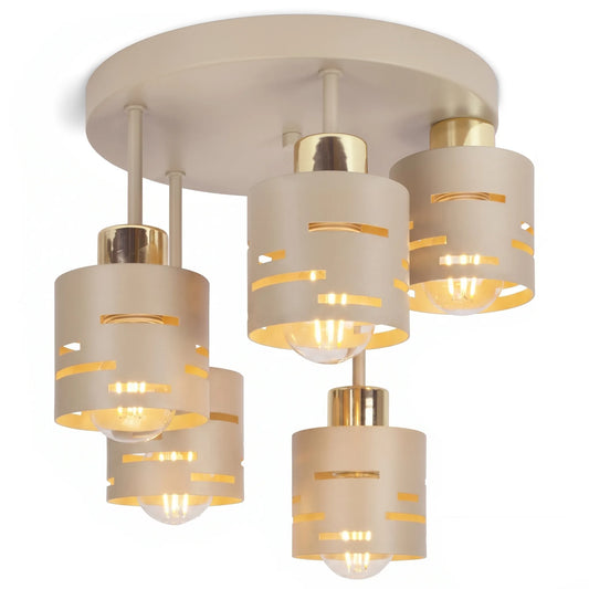 Pakabinamas lubinis šviestuvas „Luxolar“ E27, smėlinis kašmyro spalvos, ekru ir auksinis, „Laser“
