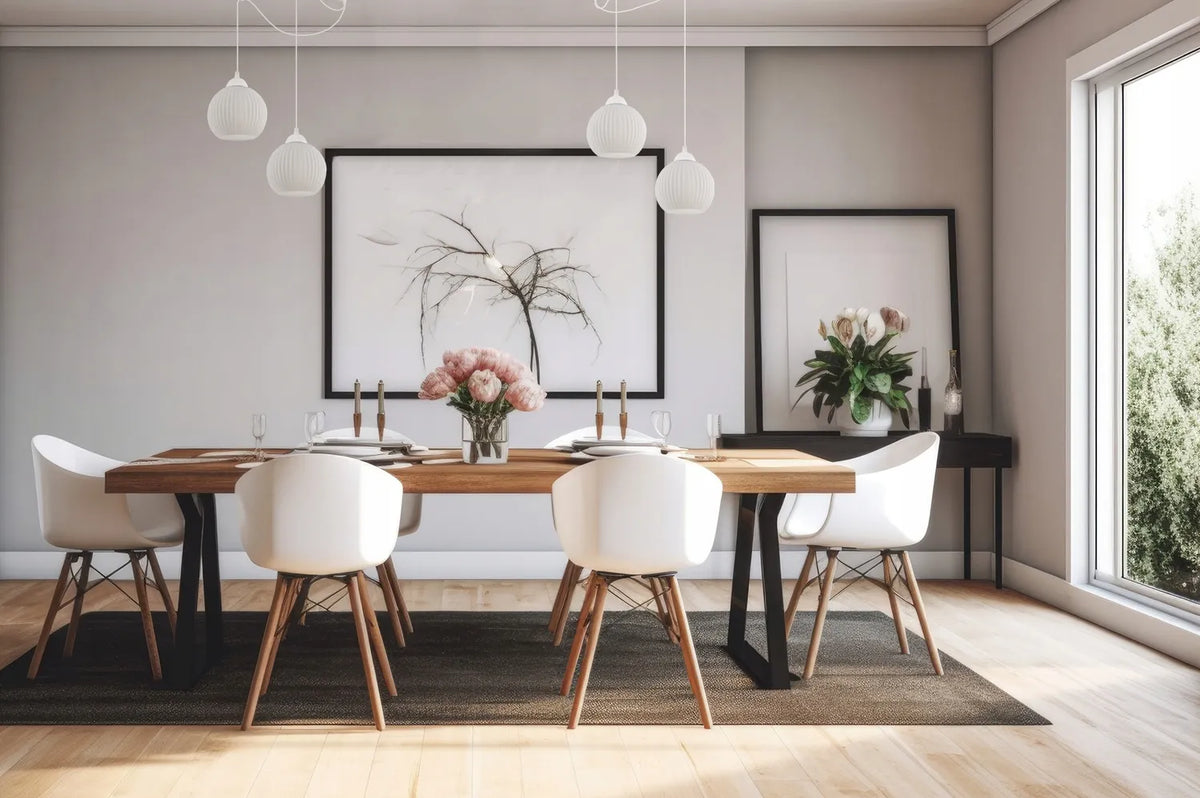 Pakabinamas lubinis šviestuvas „Pajūk“ LOFT, 4 šviesos šaltiniai, balti stikliniai gaubtai, E27