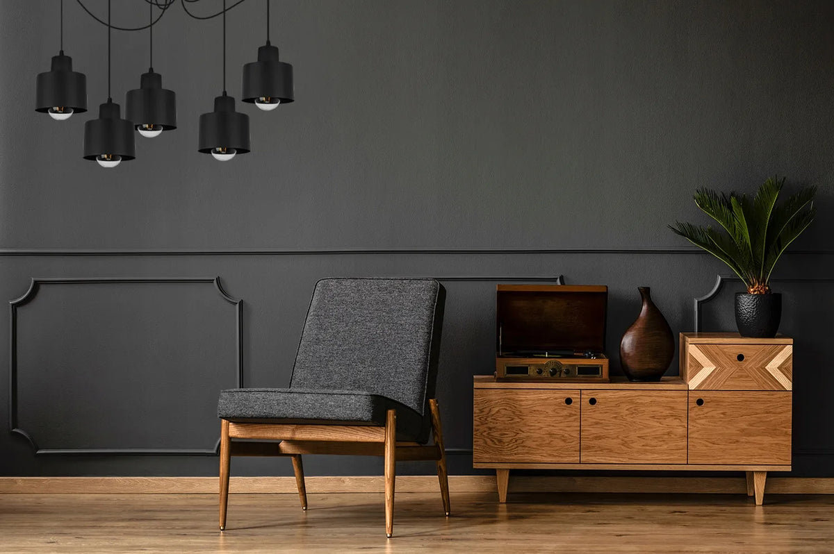 PAKABINAMAS LUBINIS ŠVIESTUVAS „PANTA“ „SPIDER“ JUODAS LOFT, MODERNUS, VIRŠ STALO