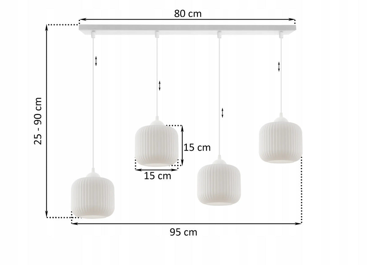 Pakabinamas lubinis šviestuvas RIFFLE, baltas, 4 x E27, „Light Home“