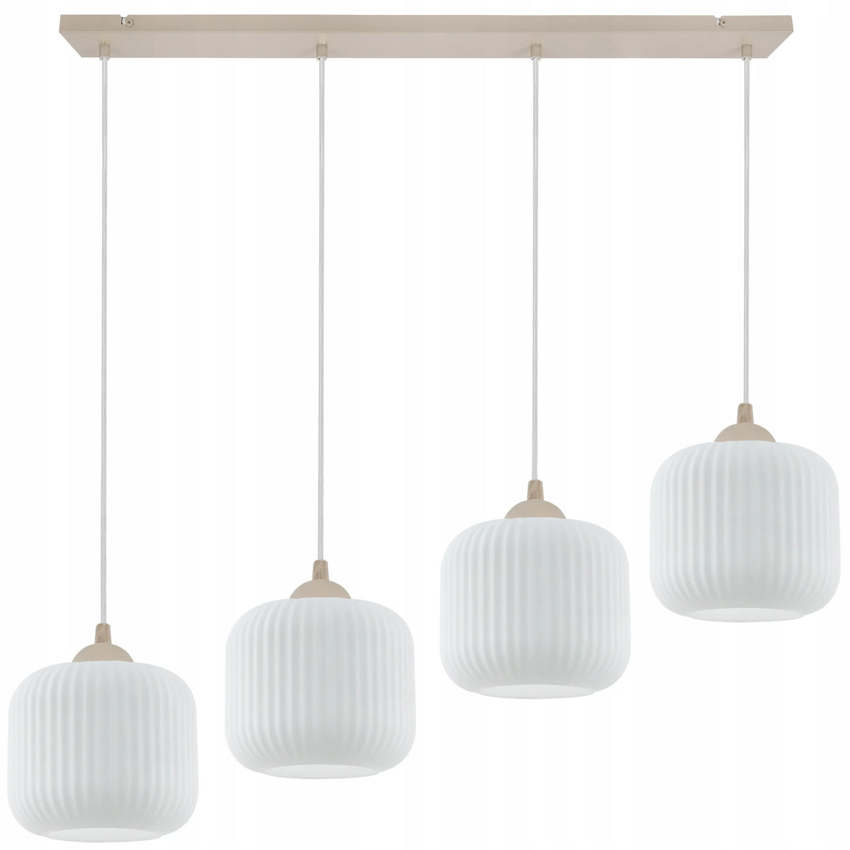 Pakabinamas lubinis šviestuvas RIFFLE, smėlio ir baltos spalvos, stikliniai gaubtai, E27, virtuvei ir valgomajam