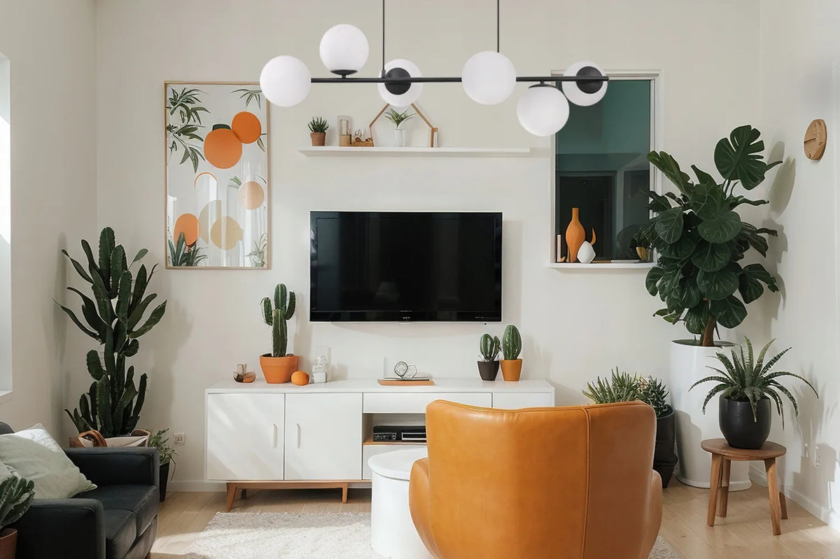 Pakabinamas lubinis šviestuvas „Siena“ „Light Home“, juodas, 6 stikliniai rutulio formos gaubtai