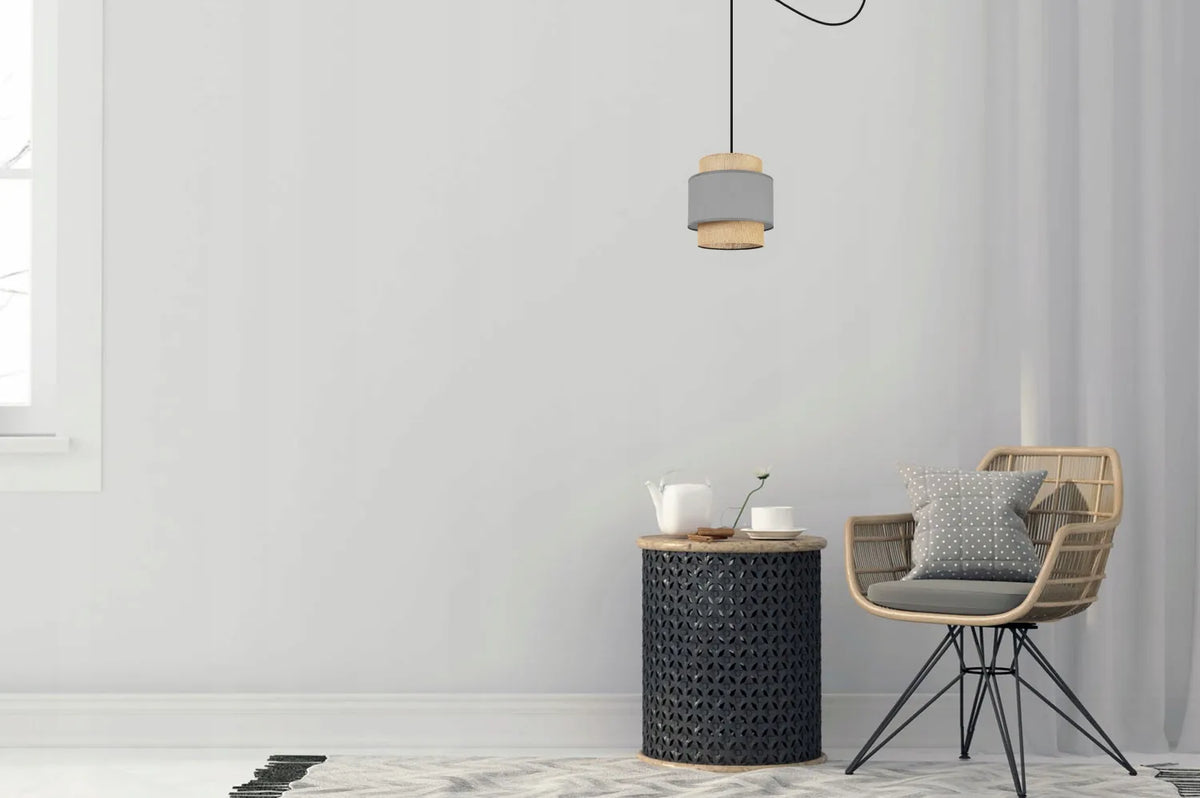 Pakabinamas lubinis šviestuvas „SPIDER BOHO 2457/1“, viengubas, „Pajūklas“, gaubtas, loft, boho, džiutas