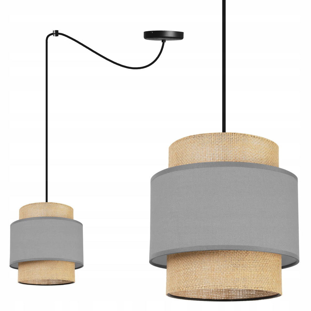 Pakabinamas lubinis šviestuvas „SPIDER BOHO 2457/1“, viengubas, „Pajūklas“, gaubtas, loft, boho, džiutas