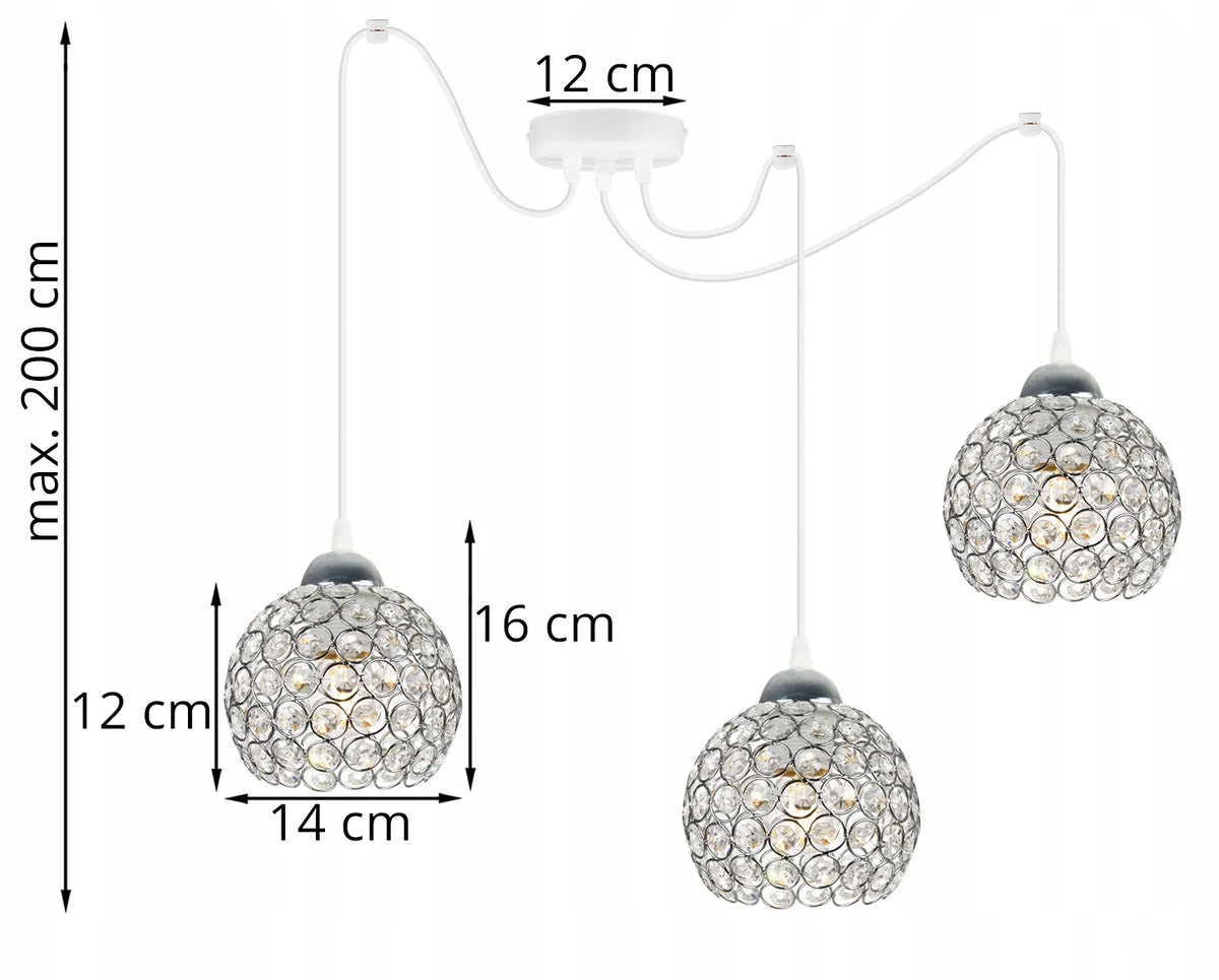 Pakabinamas lubinis šviestuvas „SPIDER CRYSTAL“ Glamour Loft, chromo spalvos, svetainei ir vonios kambariui