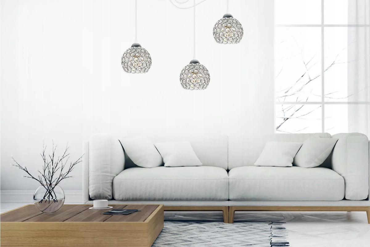 Pakabinamas lubinis šviestuvas „SPIDER CRYSTAL“ Glamour Loft, chromo spalvos, svetainei ir vonios kambariui
