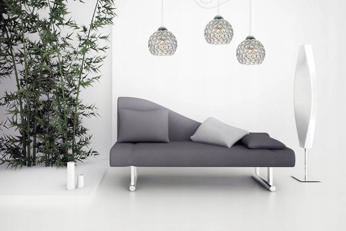 Pakabinamas lubinis šviestuvas „SPIDER CRYSTAL“ Glamour Loft, chromo spalvos, svetainei ir vonios kambariui