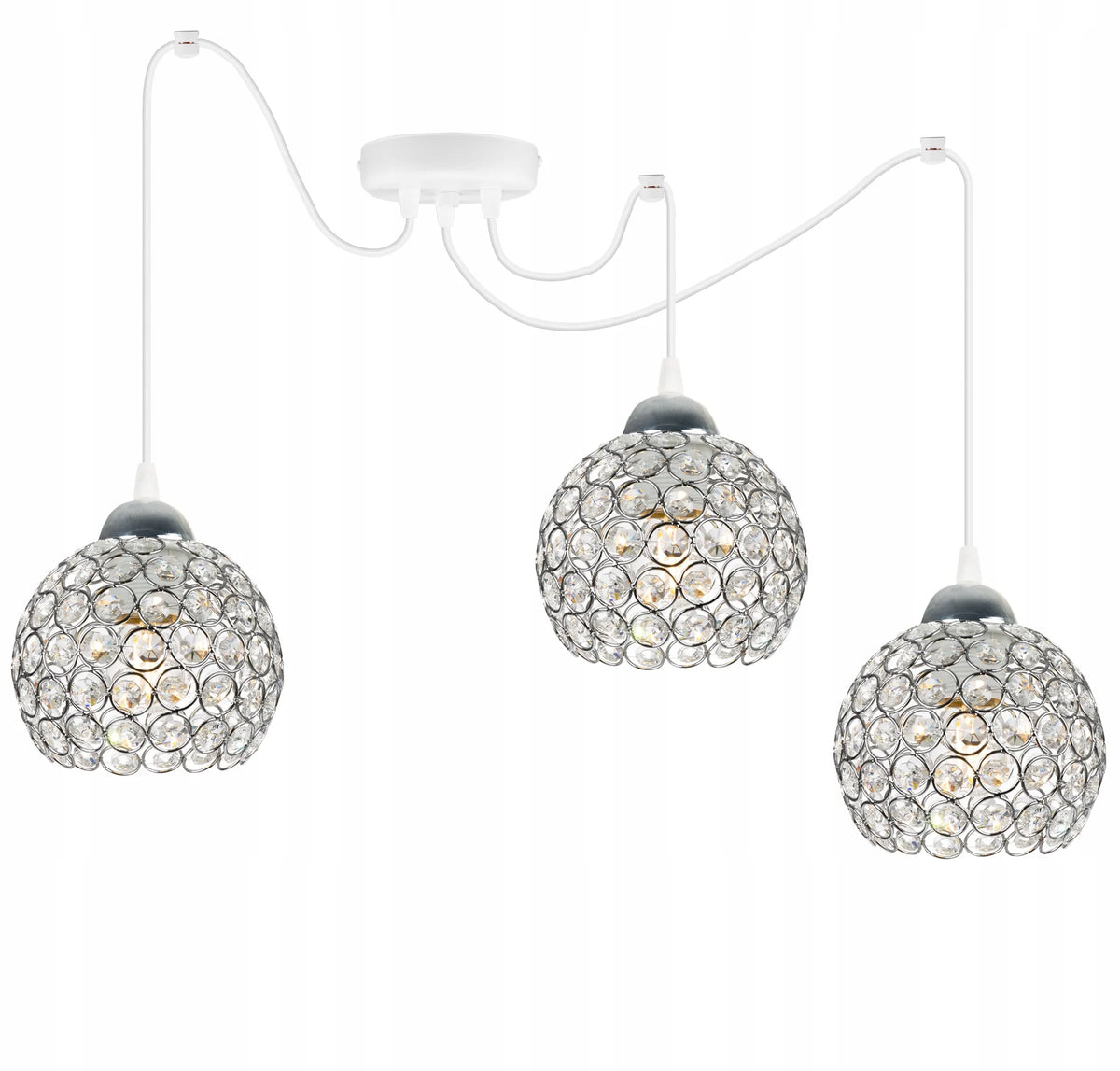 Pakabinamas lubinis šviestuvas „SPIDER CRYSTAL“ Glamour Loft, chromo spalvos, svetainei ir vonios kambariui