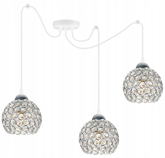 Pakabinamas lubinis šviestuvas „SPIDER CRYSTAL“ Glamour Loft, chromo spalvos, svetainei ir vonios kambariui