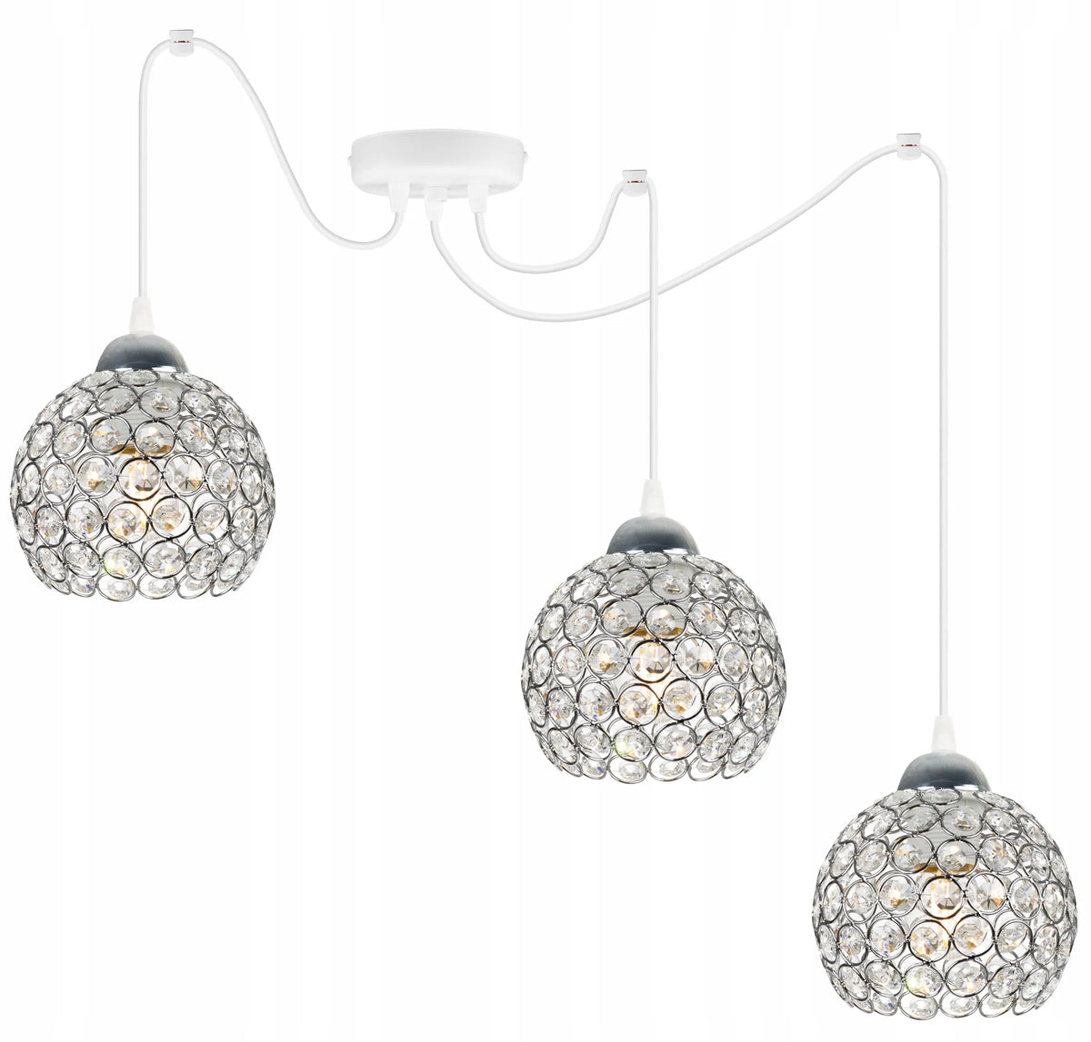 Pakabinamas lubinis šviestuvas „SPIDER CRYSTAL“ Glamour Loft, chromo spalvos, svetainei ir vonios kambariui