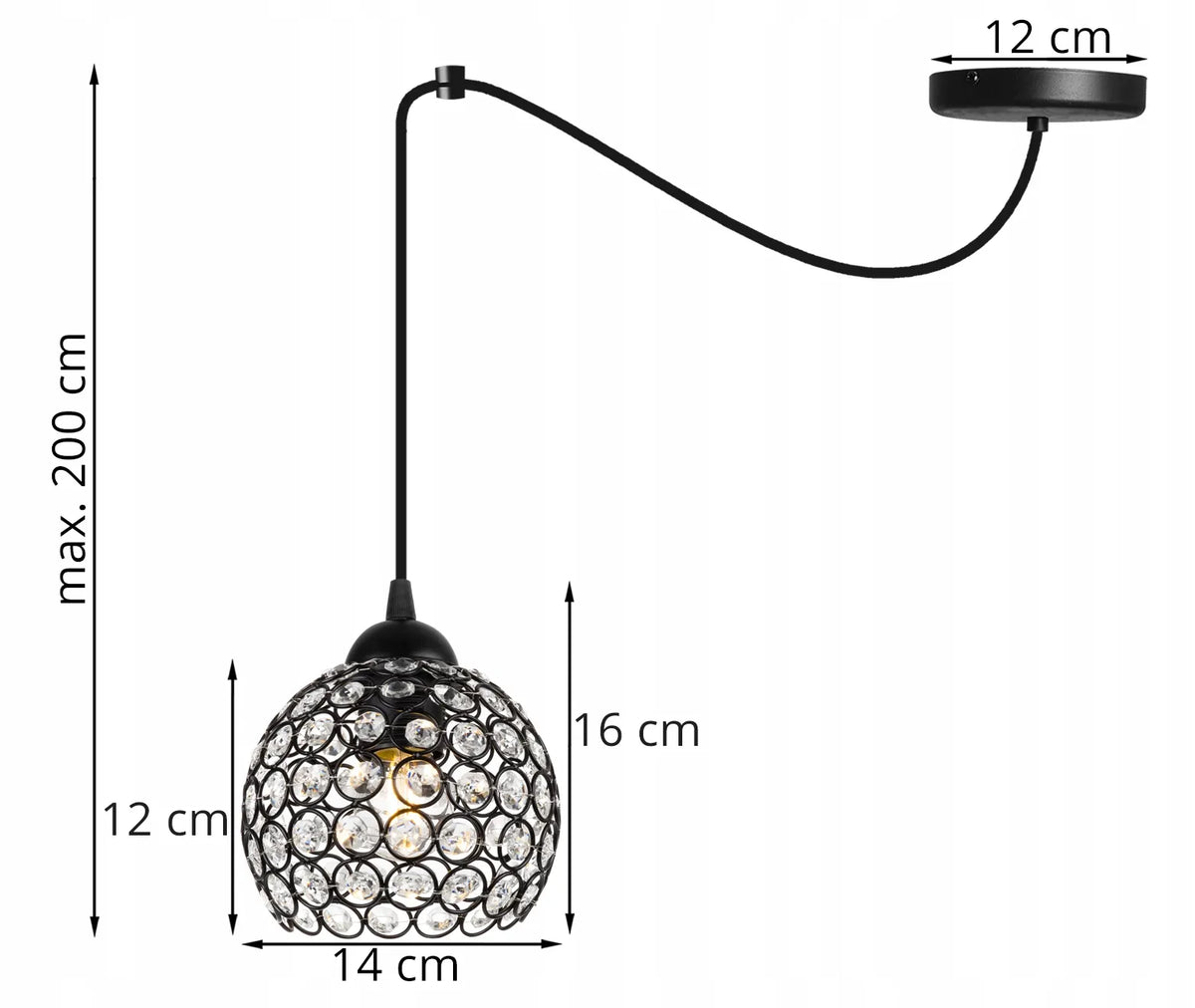 Pakabinamas lubinis šviestuvas „Spider Crystal“ su krištolo detalėmis, 1 x E27, Light Home
