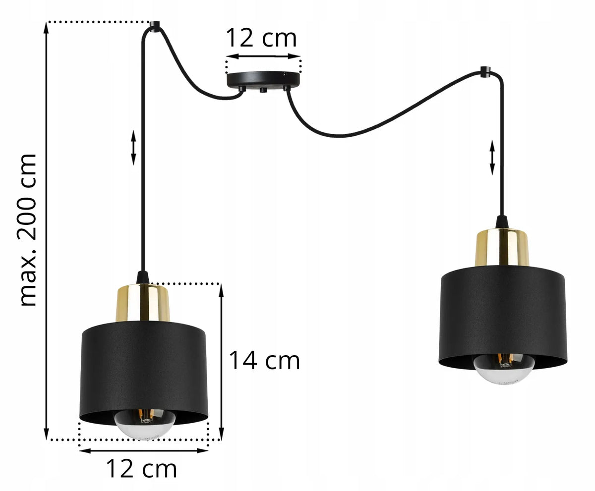 Pakabinamas lubinis šviestuvas „Spider Panta 2003/2“, juodas, modernus loft stiliaus metalinis šviestuvas
