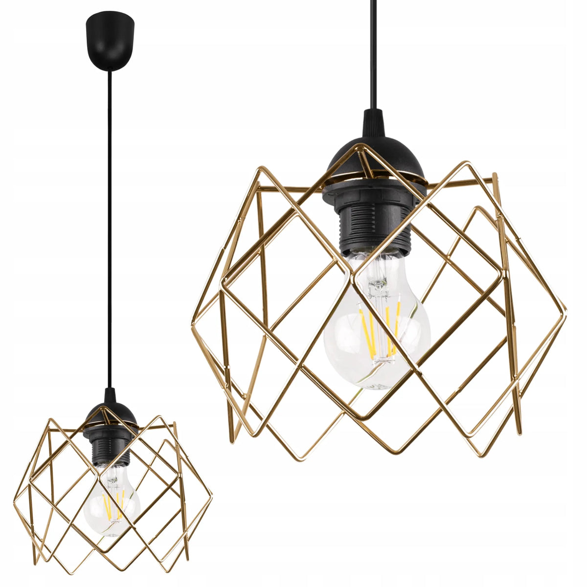 Pakabinamas lubinis šviestuvas „Stella“ LOFT, juodas ir auksinis, vienvietis, virtuvei, 21 cm