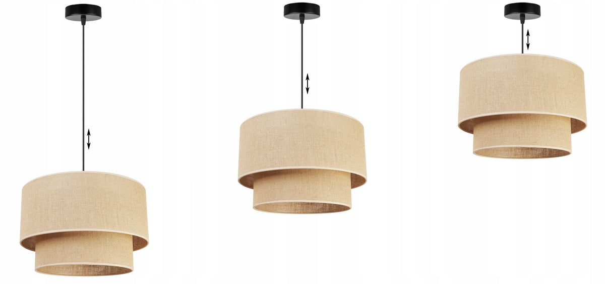 Pakabinamas lubinis šviestuvas su tekstiliniu gaubtu „JUTA“ boho stiliaus, „Light Home“
