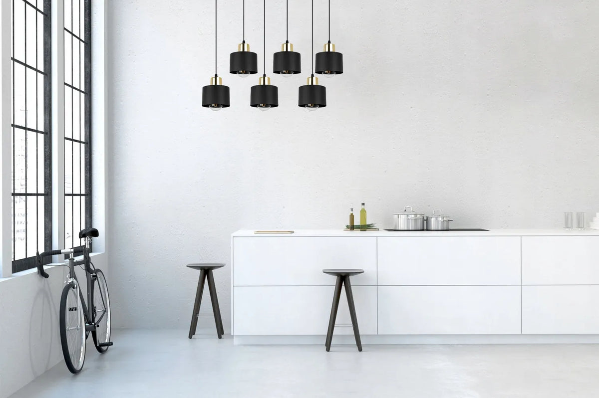 PAKABINAMAS LUBINIS ŠVIESTUVAS ŠVIESTUVAS JUODAS AUKSINIS LOFT VIRTUVEI SVETAINEI