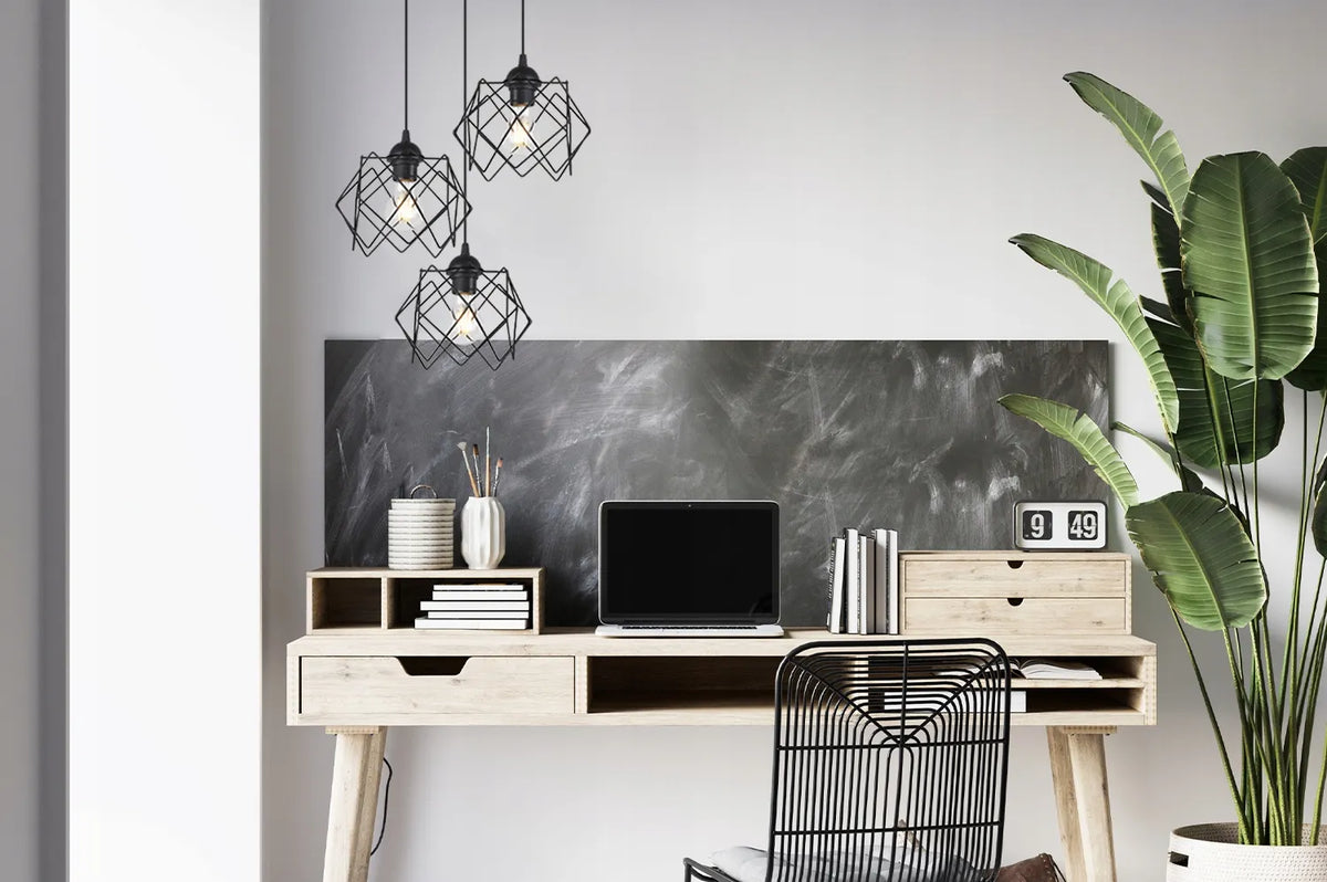 PAKABINAMAS LUBINIS ŠVIESTUVAS, ŠVIETYNAS, APVALUS JUODAS LOFT STILIAUS, MODERNUS, 3 × E27