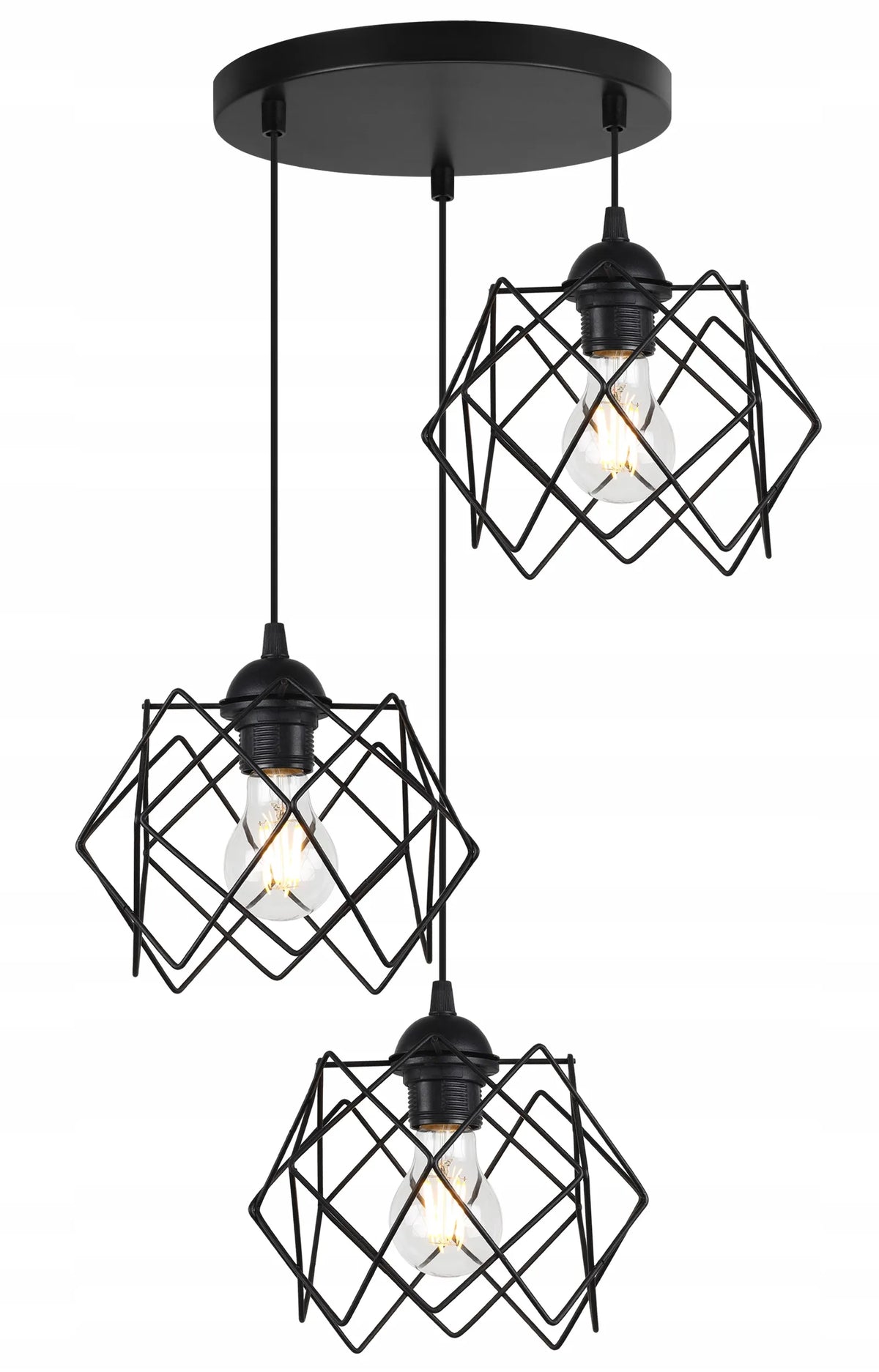 PAKABINAMAS LUBINIS ŠVIESTUVAS, ŠVIETYNAS, APVALUS JUODAS LOFT STILIAUS, MODERNUS, 3 × E27