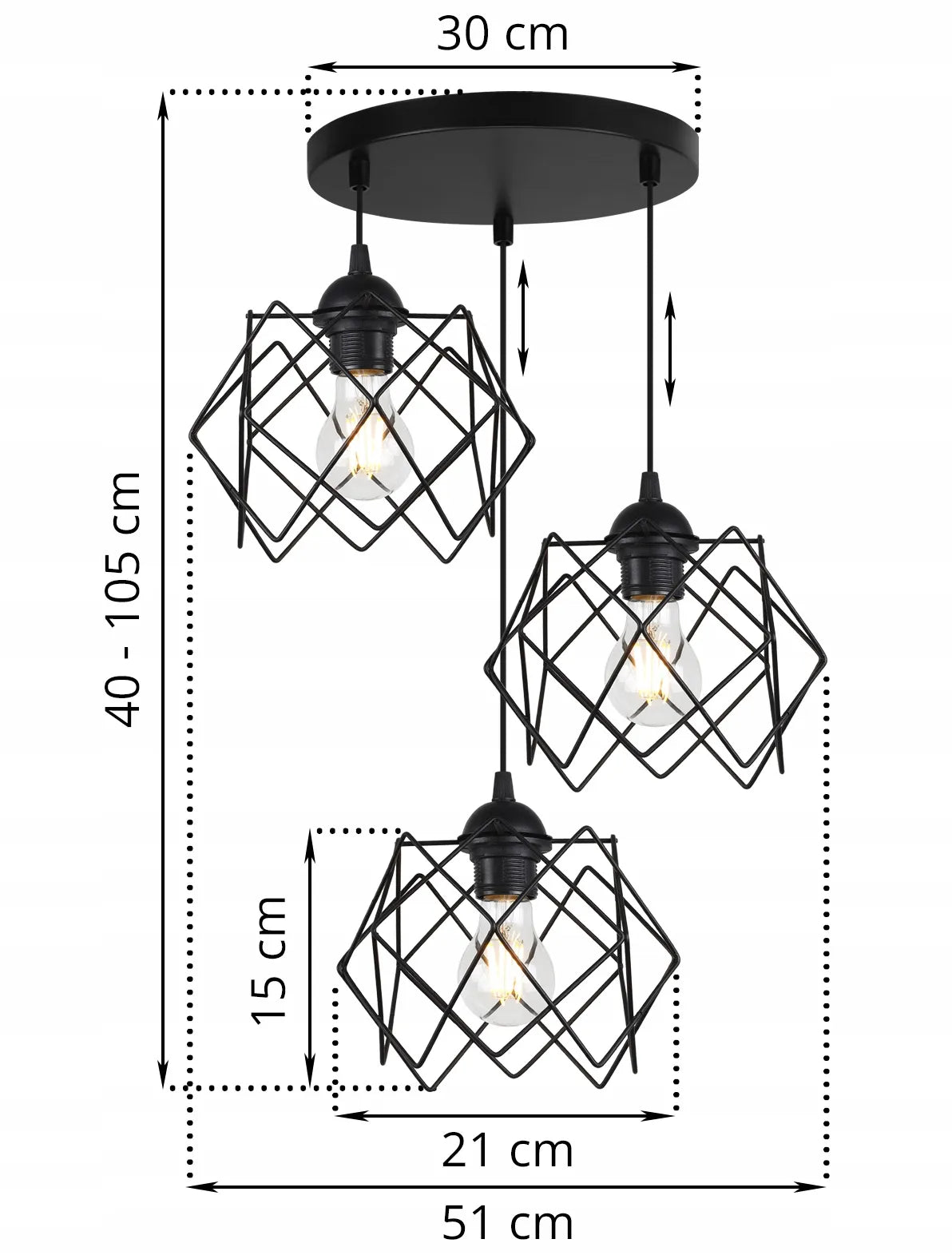 PAKABINAMAS LUBINIS ŠVIESTUVAS, ŠVIETYNAS, APVALUS JUODAS LOFT STILIAUS, MODERNUS, 3 × E27