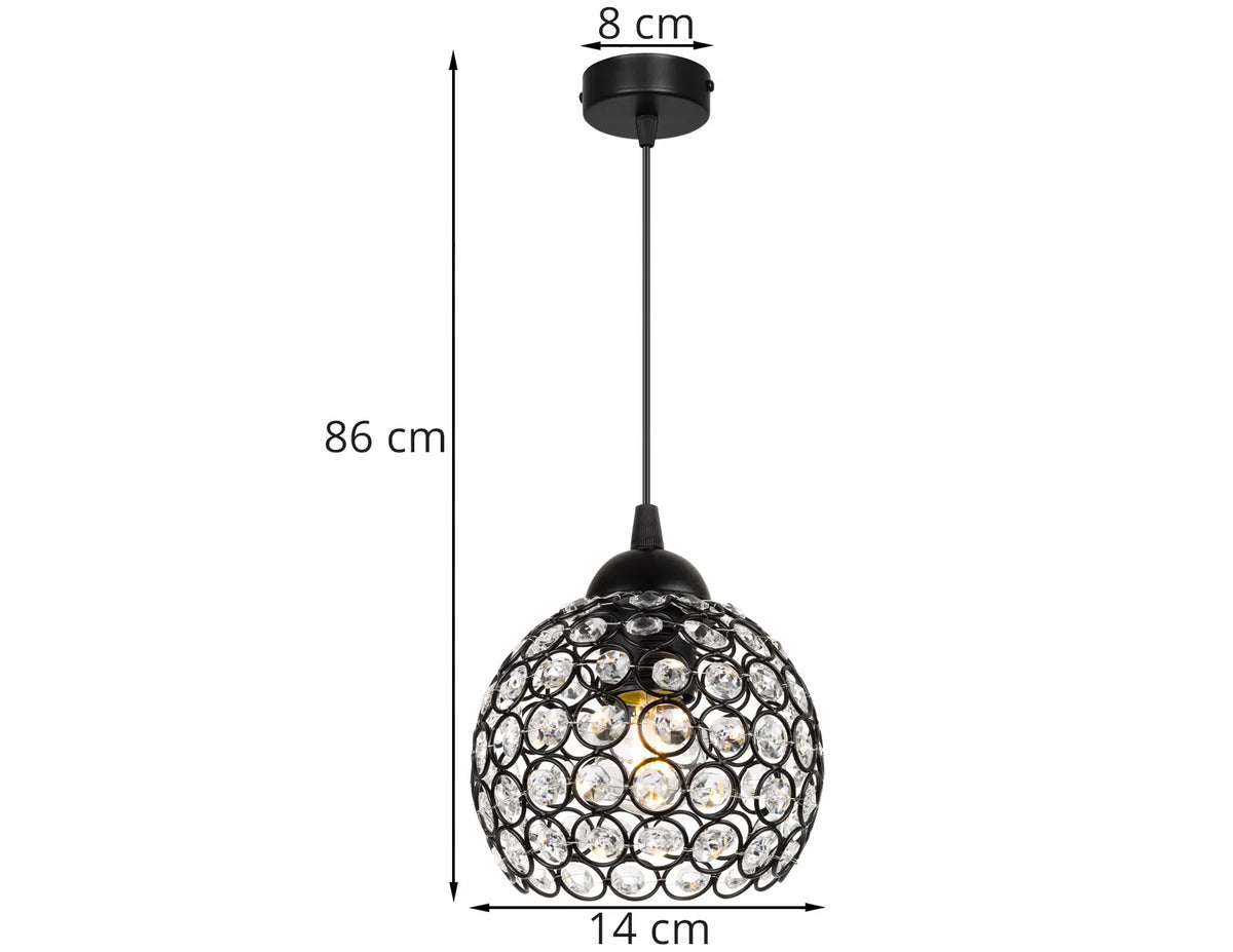 PAKABINAMAS LUBINIS ŠVIESTUVAS VIENO ŠVIESOS ŠALTINIO JUODAS GLAMOUR LOFT KRISTALAS