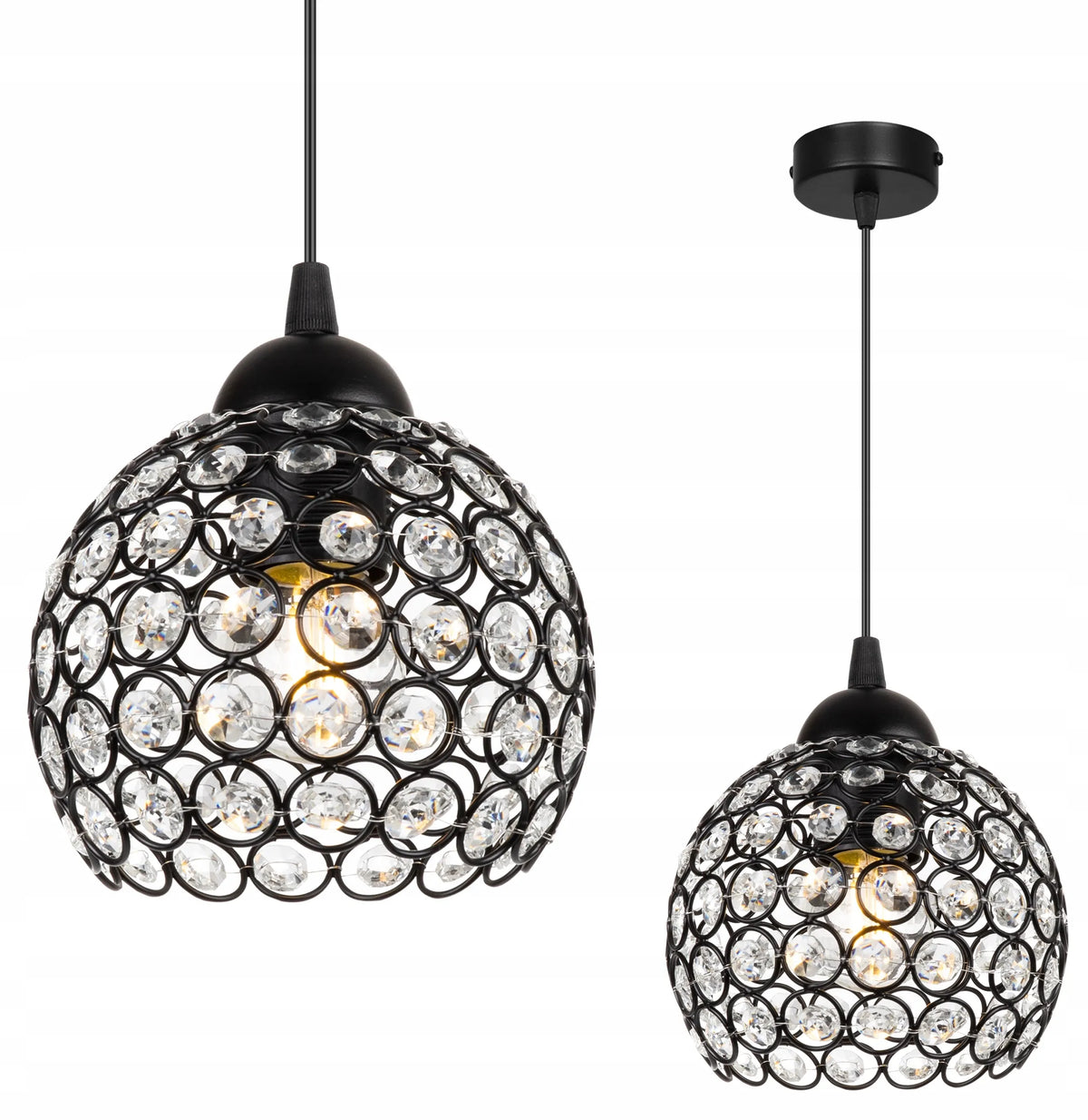 PAKABINAMAS LUBINIS ŠVIESTUVAS VIENO ŠVIESOS ŠALTINIO JUODAS GLAMOUR LOFT KRISTALAS