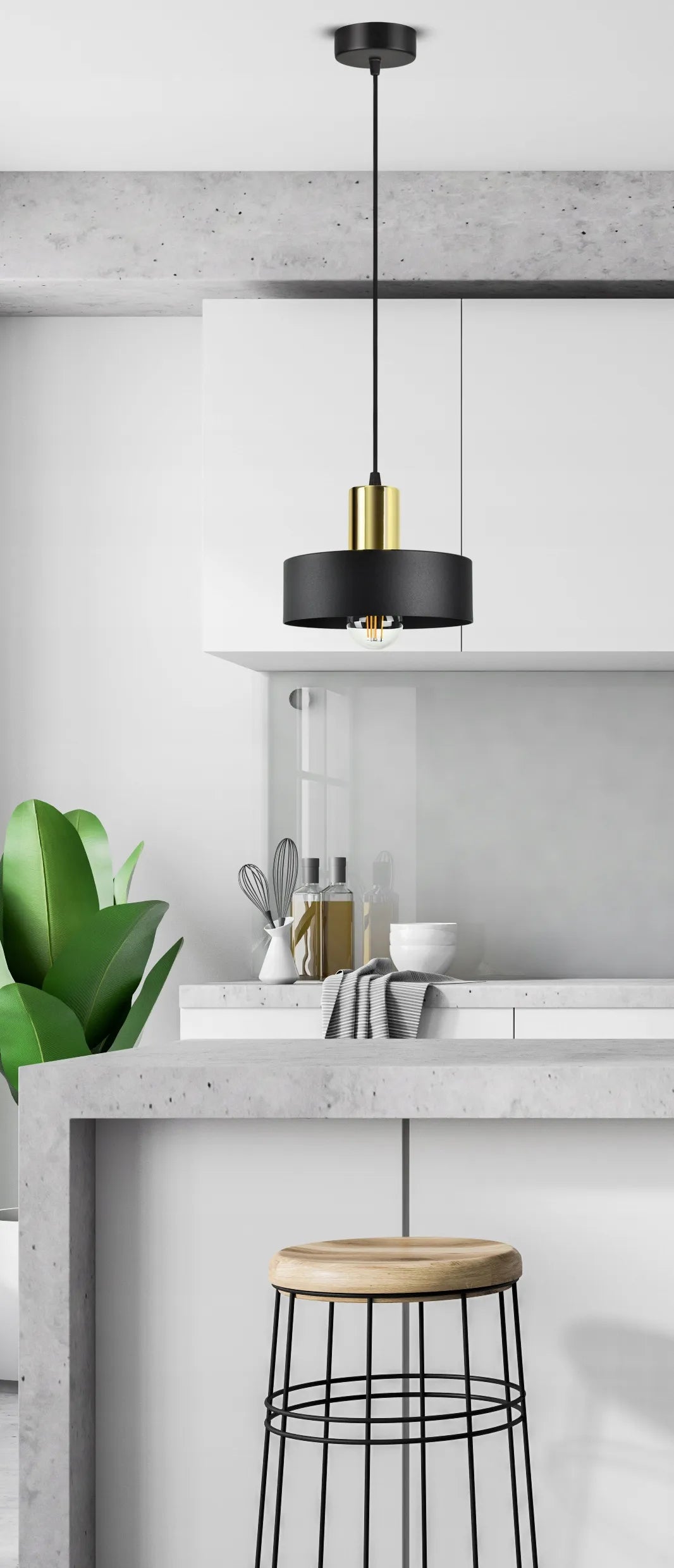 Pakabinamas lubinis šviestuvas virš stalo „Classic Spot Z200“ LED E27, juodos ir auksinės spalvos