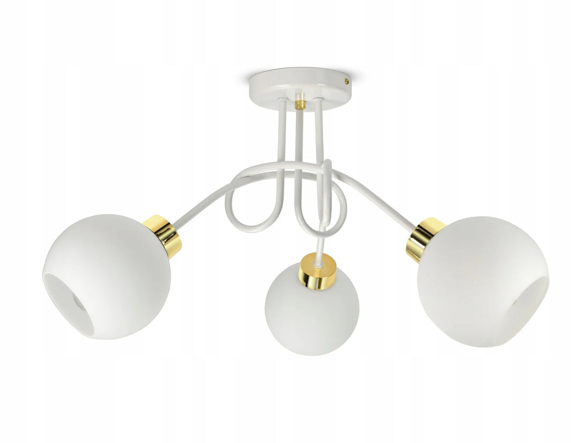 Pakabinamas lubinis šviestuvas „White Glass“ su baltais stiklo rutuliais, PE3 LED E27
