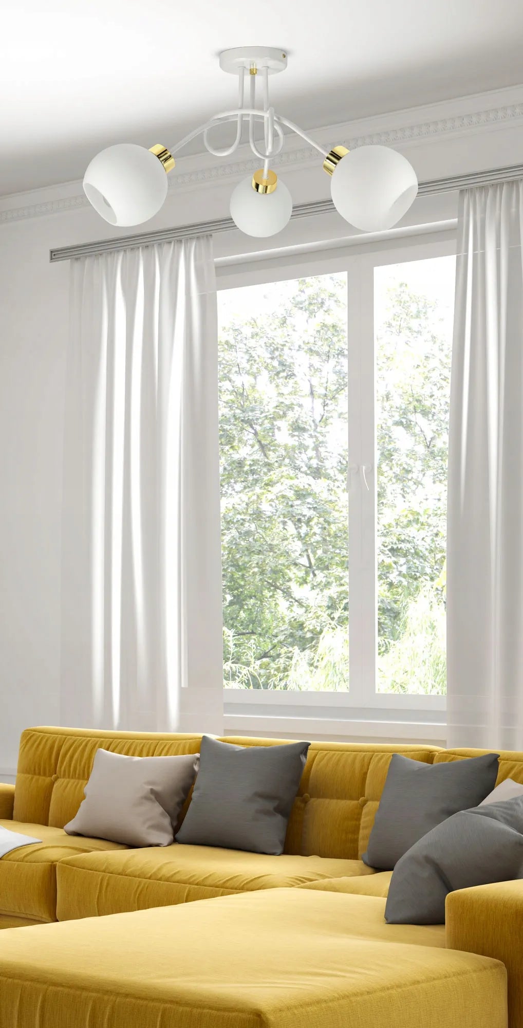 Pakabinamas lubinis šviestuvas „White Glass“ su baltais stiklo rutuliais, PE3 LED E27