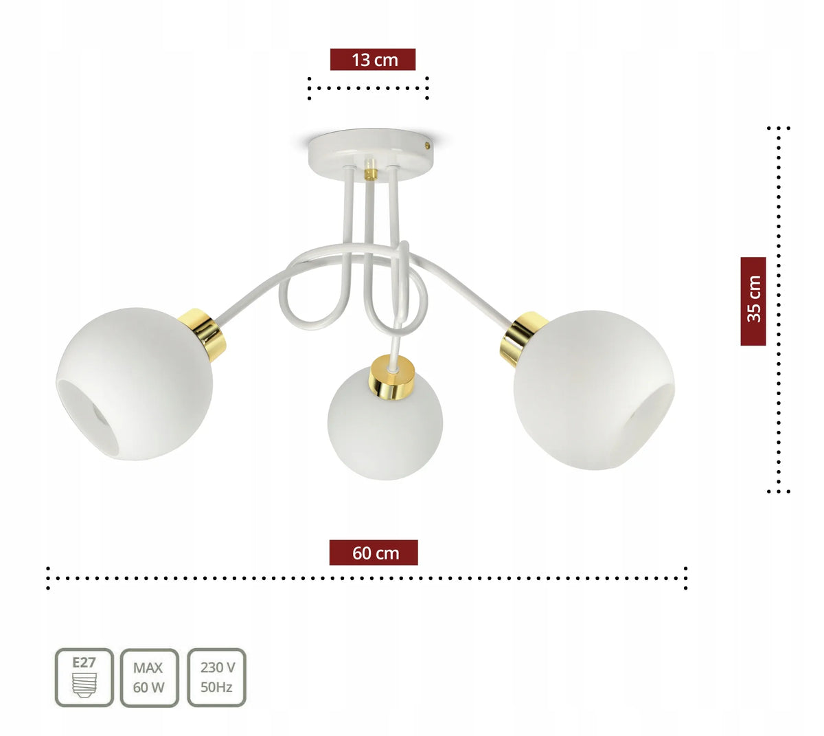 Pakabinamas lubinis šviestuvas „White Glass“ su baltais stiklo rutuliais, PE3 LED E27