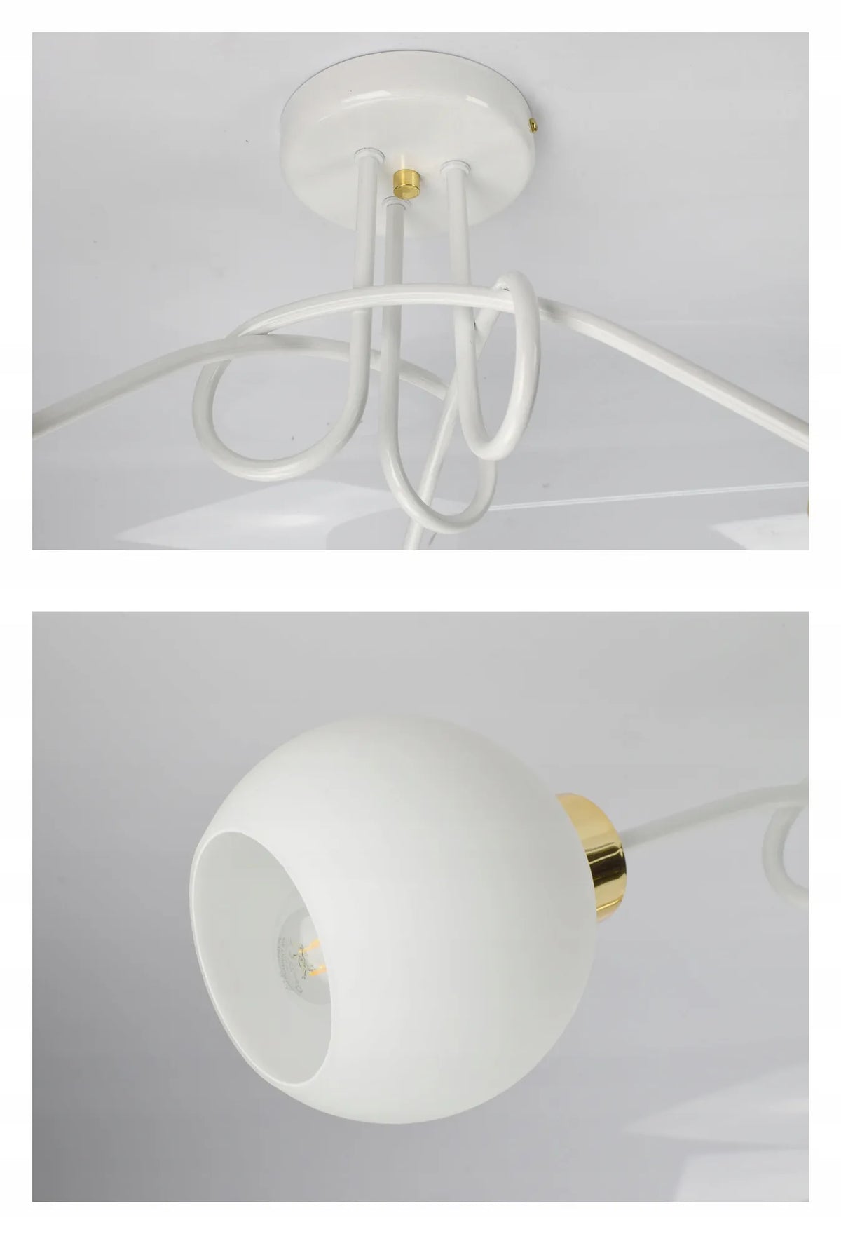 Pakabinamas lubinis šviestuvas „White Glass“ su baltais stiklo rutuliais, PE3 LED E27