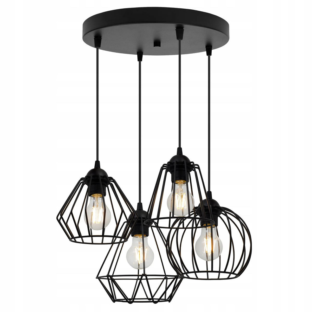 PAKABINAMAS LUBŲ ŠVIESTUVAS „EDISON“ 1502/4/OW/MIX, JUODAS, MODERNUS LOFT STILIAUS, METALINIAI GAUBTAI