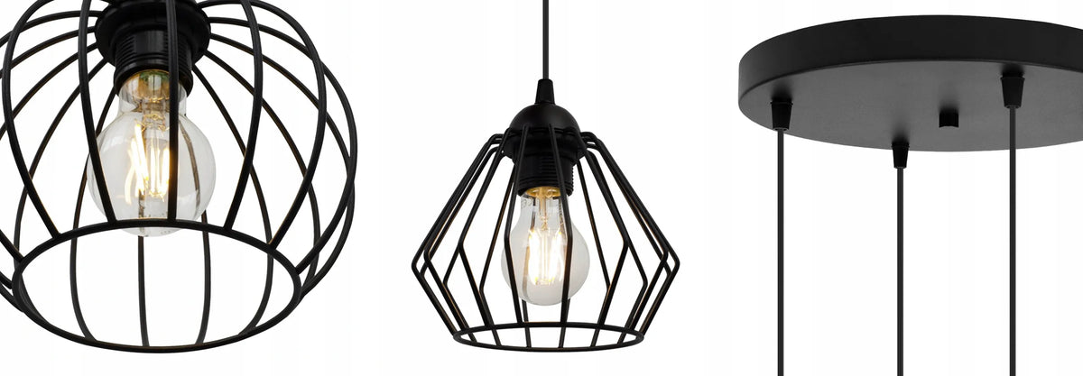 PAKABINAMAS LUBŲ ŠVIESTUVAS „EDISON“ 1502/4/OW/MIX, JUODAS, MODERNUS LOFT STILIAUS, METALINIAI GAUBTAI