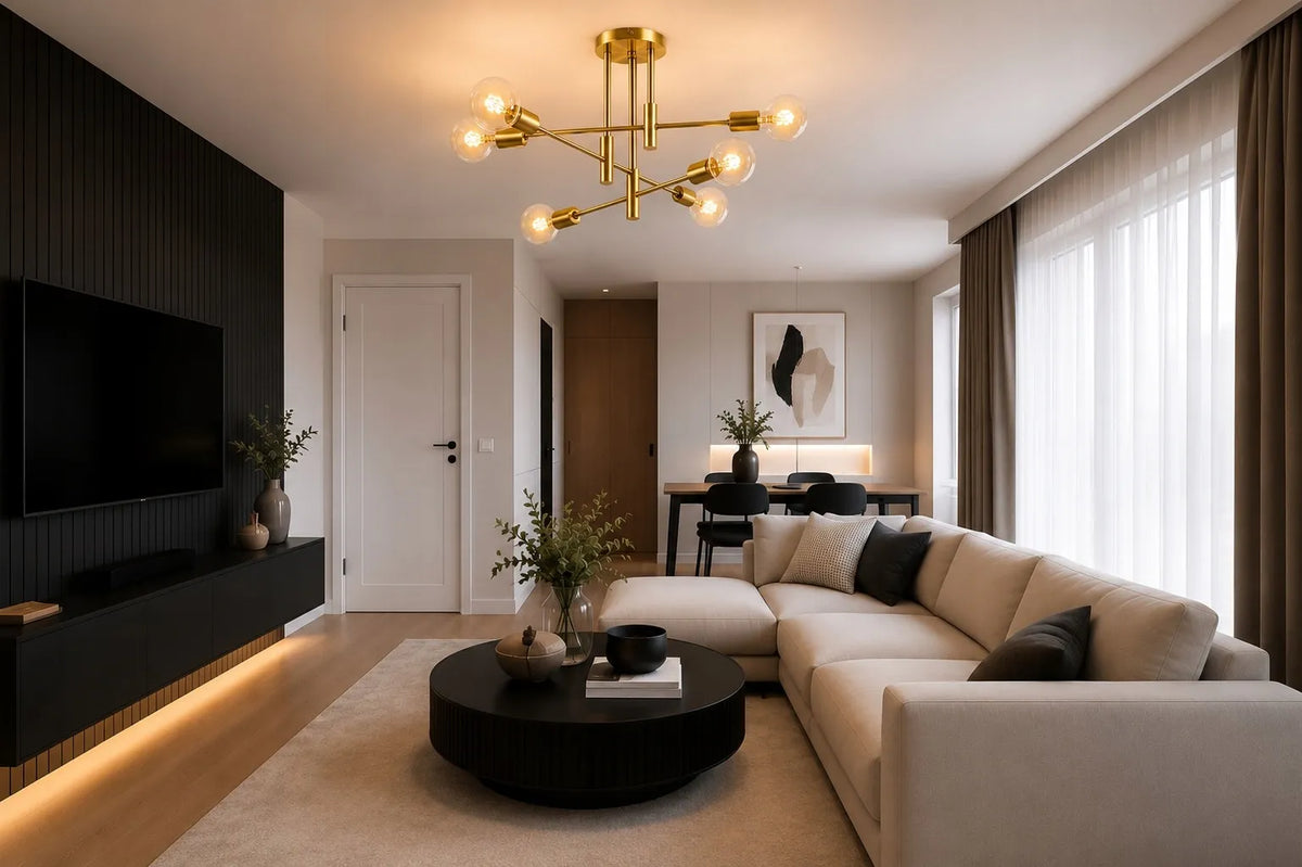 Pakabinamas lubų šviestuvas Krislamp DORADO, auksinis, 6 × E27