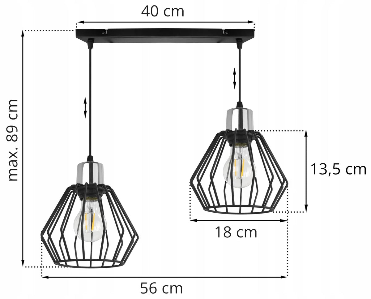 PAKABINAMAS LUBŲ ŠVIESTUVAS Light Home NUVOLA 2501/2, JUODAS, LOFT, SU SIDABRINIAIS GAUBTAIS