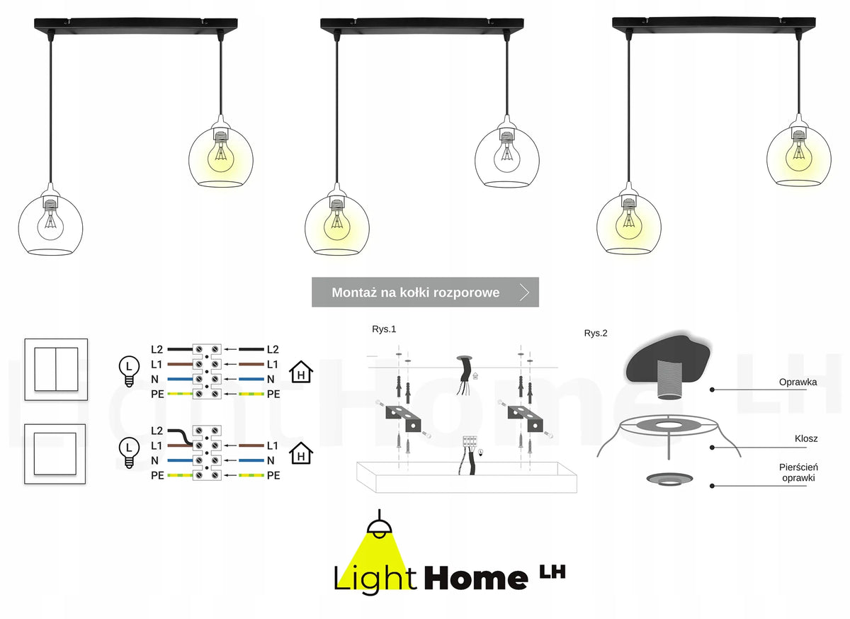 PAKABINAMAS LUBŲ ŠVIESTUVAS Light Home NUVOLA 2501/2, JUODAS, LOFT, SU SIDABRINIAIS GAUBTAIS