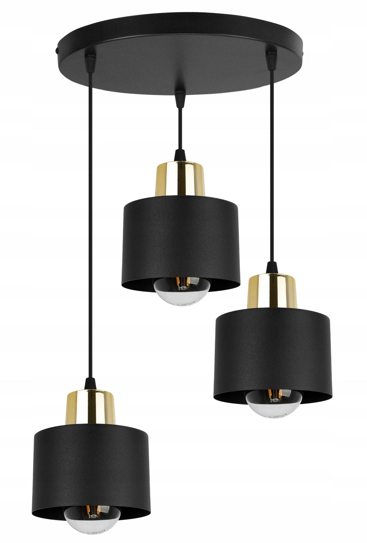 Pakabinamas lubų šviestuvas Light Home Panta 2003/3OW, 3 šviesos taškai, juodas ir auksinis metalinis lofto stiliaus