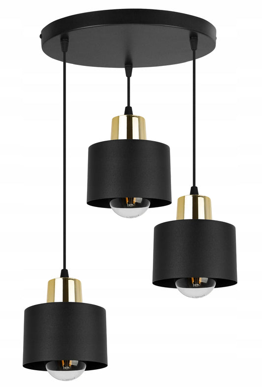 Pakabinamas lubų šviestuvas Light Home Panta 2003/3OW, 3 šviesos taškai, juodas ir auksinis metalinis lofto stiliaus