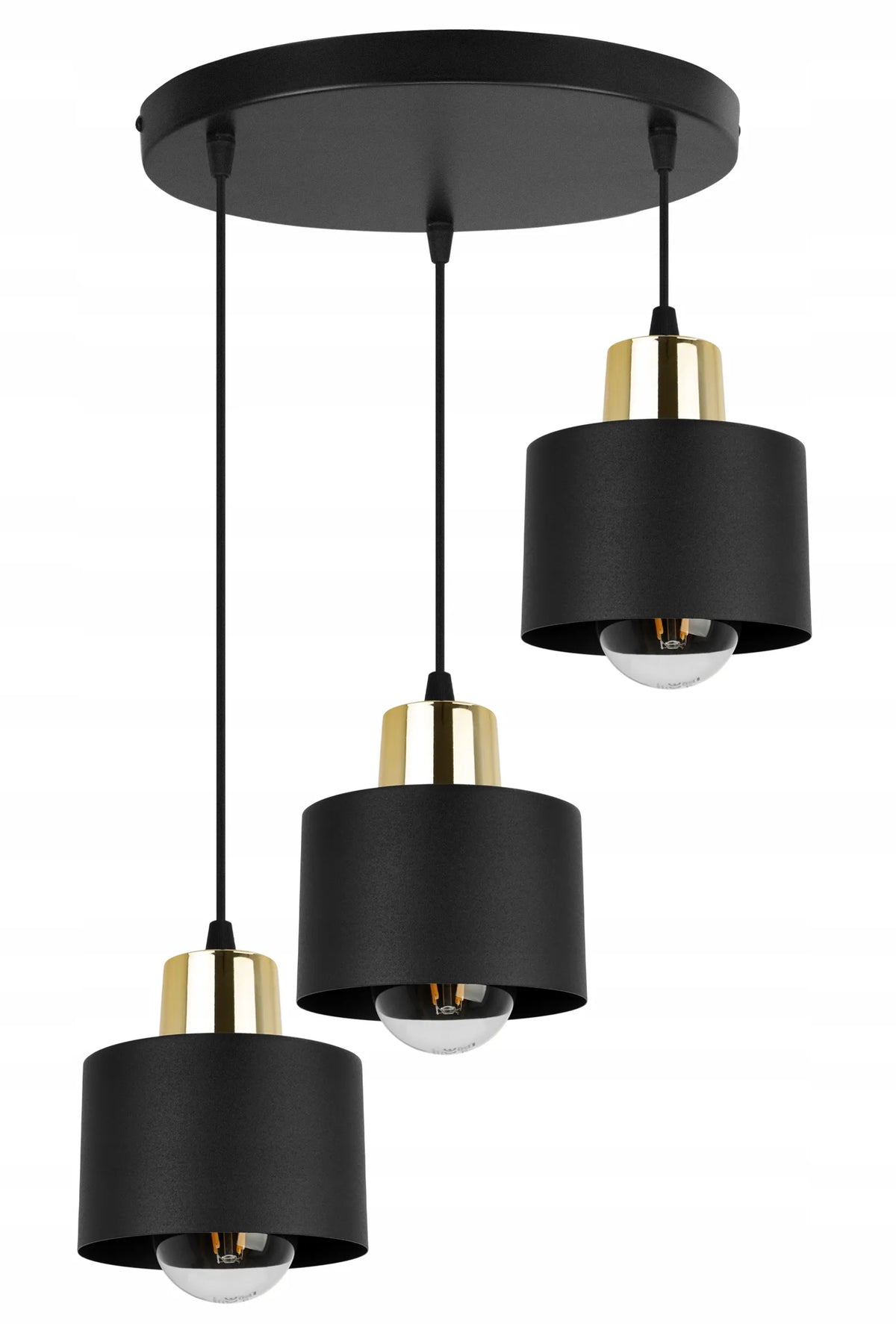 Pakabinamas lubų šviestuvas Light Home Panta 2003/3OW, 3 šviesos taškai, juodas ir auksinis metalinis lofto stiliaus