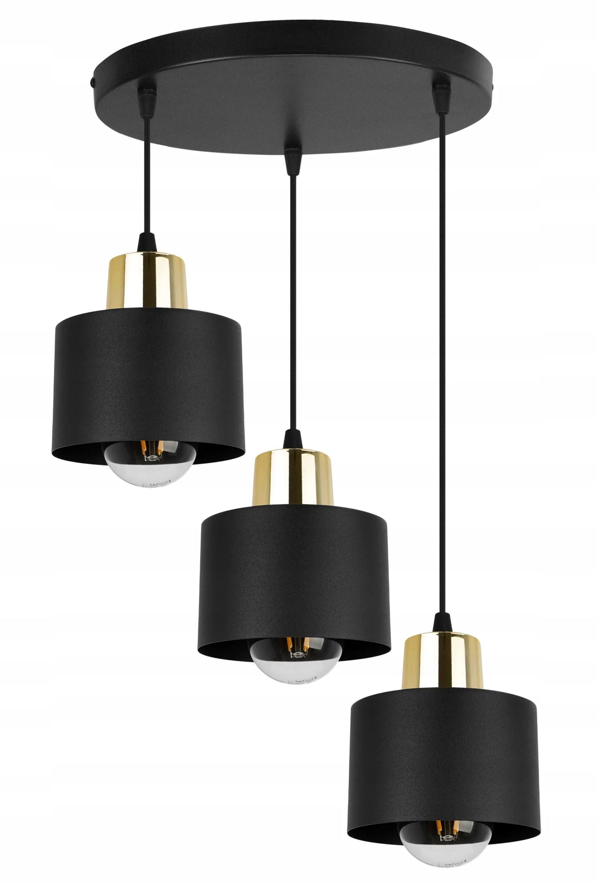 Pakabinamas lubų šviestuvas Light Home Panta 2003/3OW, 3 šviesos taškai, juodas ir auksinis metalinis lofto stiliaus