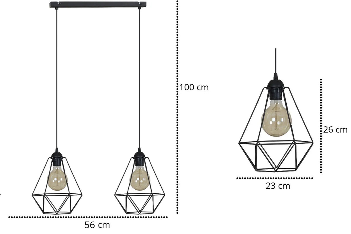 PAKABINAMAS LUBŲ ŠVIESTUVAS „LOFT RETRO EDISON“ DVIEM LEMPUTĖMS, MODERNUS