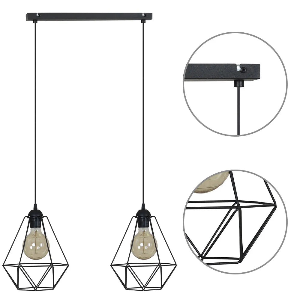 PAKABINAMAS LUBŲ ŠVIESTUVAS „LOFT RETRO EDISON“ DVIEM LEMPUTĖMS, MODERNUS