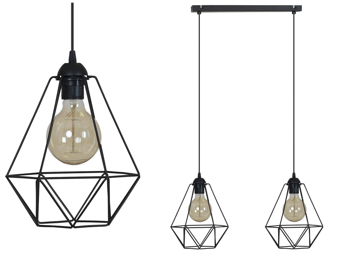 PAKABINAMAS LUBŲ ŠVIESTUVAS „LOFT RETRO EDISON“ DVIEM LEMPUTĖMS, MODERNUS