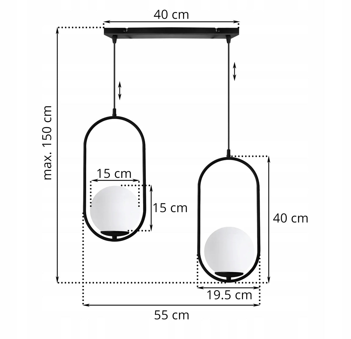 PAKABINAMAS LUBŲ ŠVIESTUVAS „LUNA“ JUODAS ŽIEDAS „RING“ LOFT STIKLINIS GAUBTAS