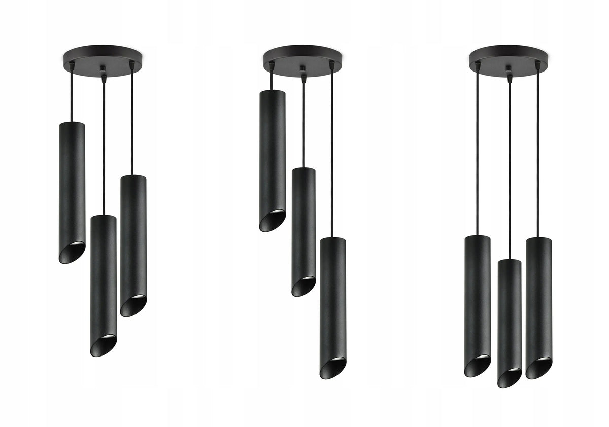 Pakabinamas šviestuvas „Lampa Wisząca“ – metaliniai cilindriniai gaubtai, LED GU10