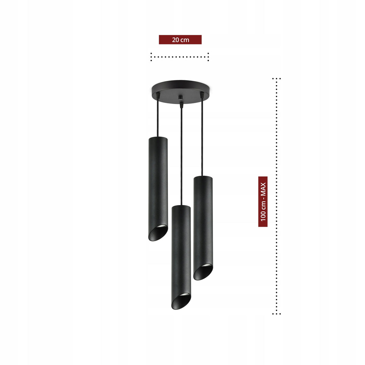 Pakabinamas šviestuvas „Lampa Wisząca“ – metaliniai cilindriniai gaubtai, LED GU10