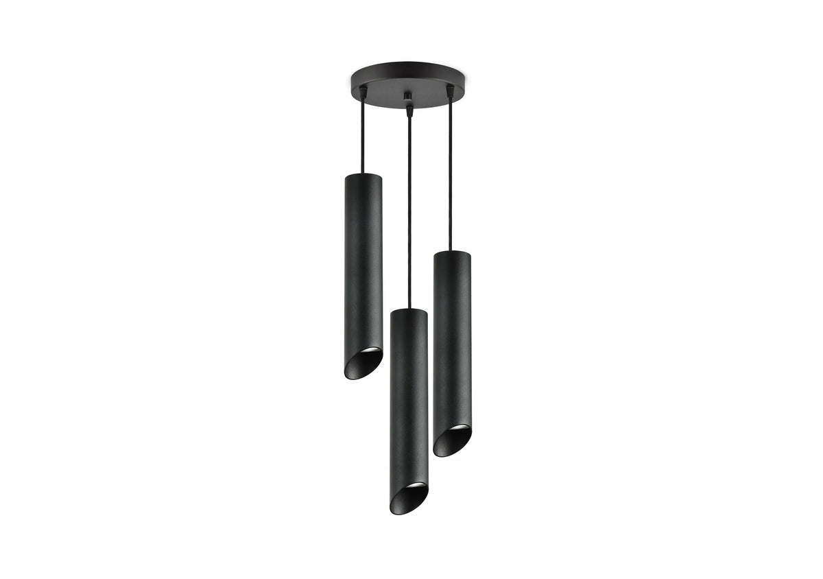 Pakabinamas šviestuvas „Lampa Wisząca“ – metaliniai cilindriniai gaubtai, LED GU10