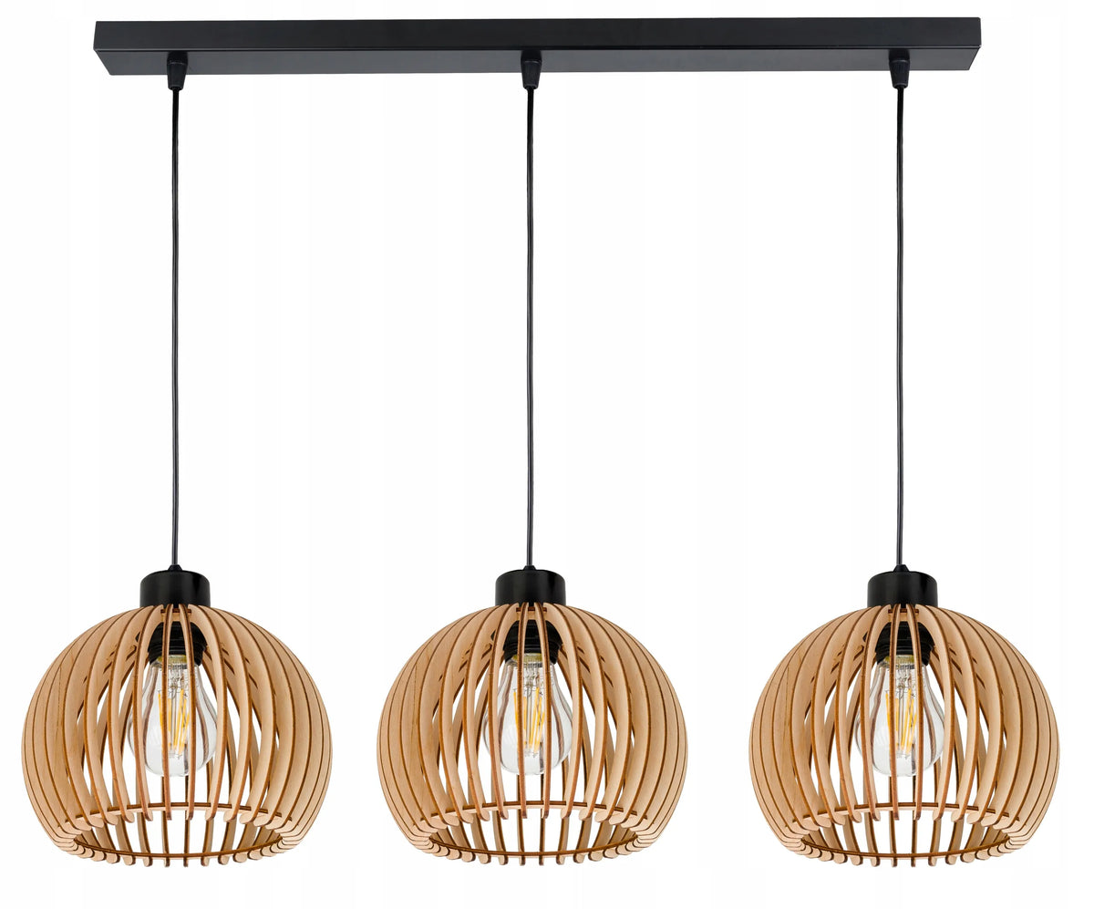 Pakabinamas šviestuvas LED-ONE „LOFT“ su mediniu gaubtu, 3×E27