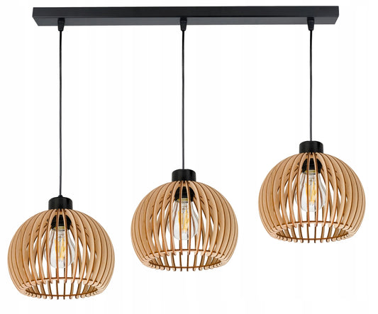 Pakabinamas šviestuvas LED-ONE „LOFT“ su mediniu gaubtu, 3×E27