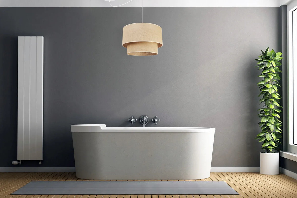 Pakabinamas šviestuvas „SPIDER JUTA“ 2450/40T, boho stiliaus tekstilinis gaubtas, 40 cm, juodas ir smėlio spalvos