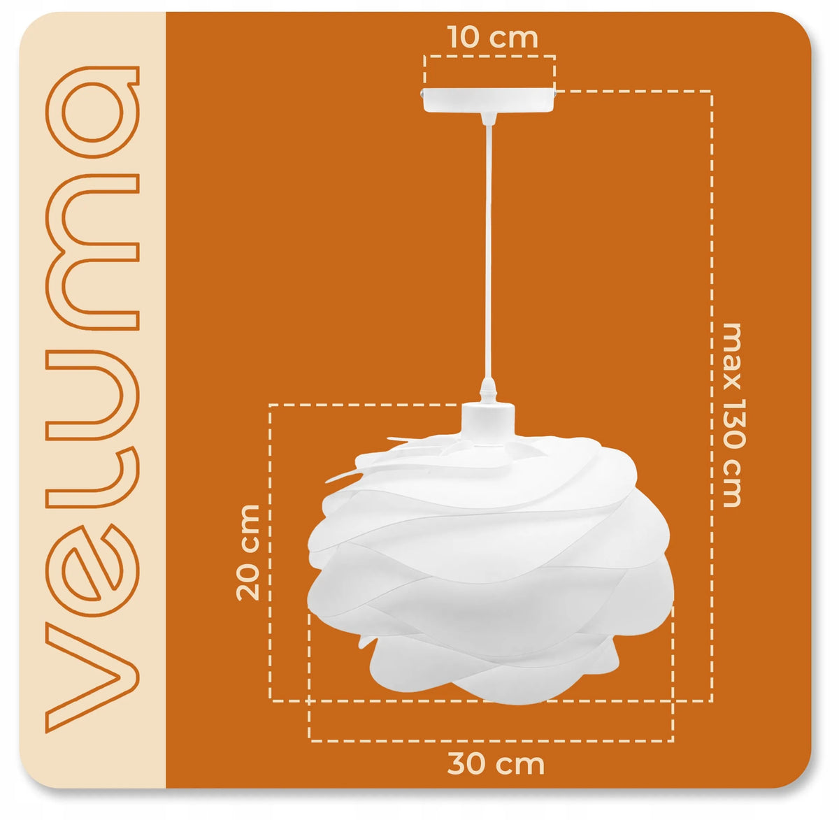 Pakabinamas šviestuvas „Veluma“, baltas, E27, modernus lubinis šviestuvas